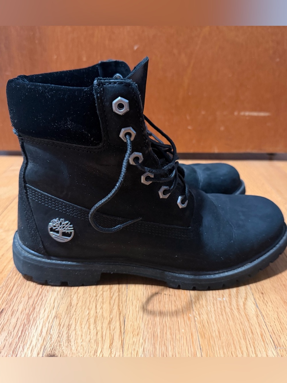 Timberland Black Nubuck Boot with Silver Logo